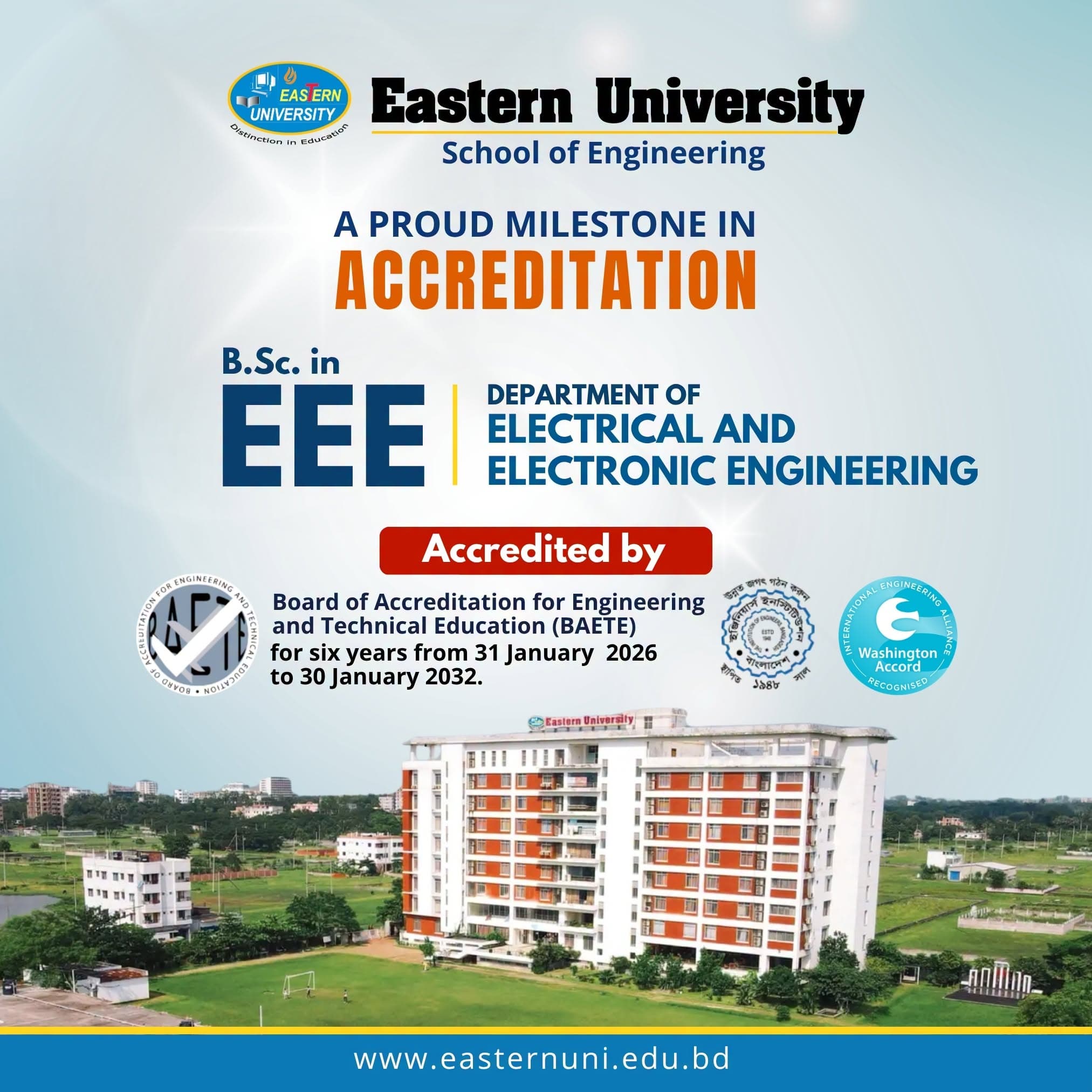 Congratulations! Department of EEE, Eastern University Secures BAETE Accreditation!