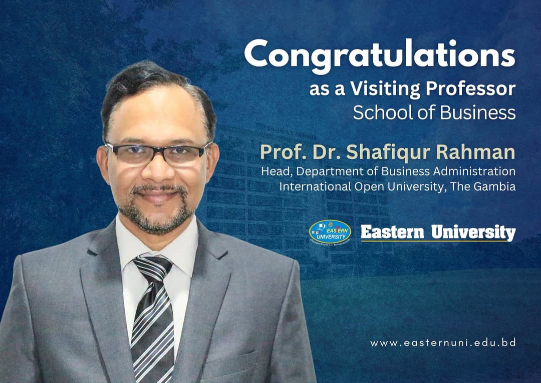 Congratulations to Prof. Dr. Shafiqur Rahman