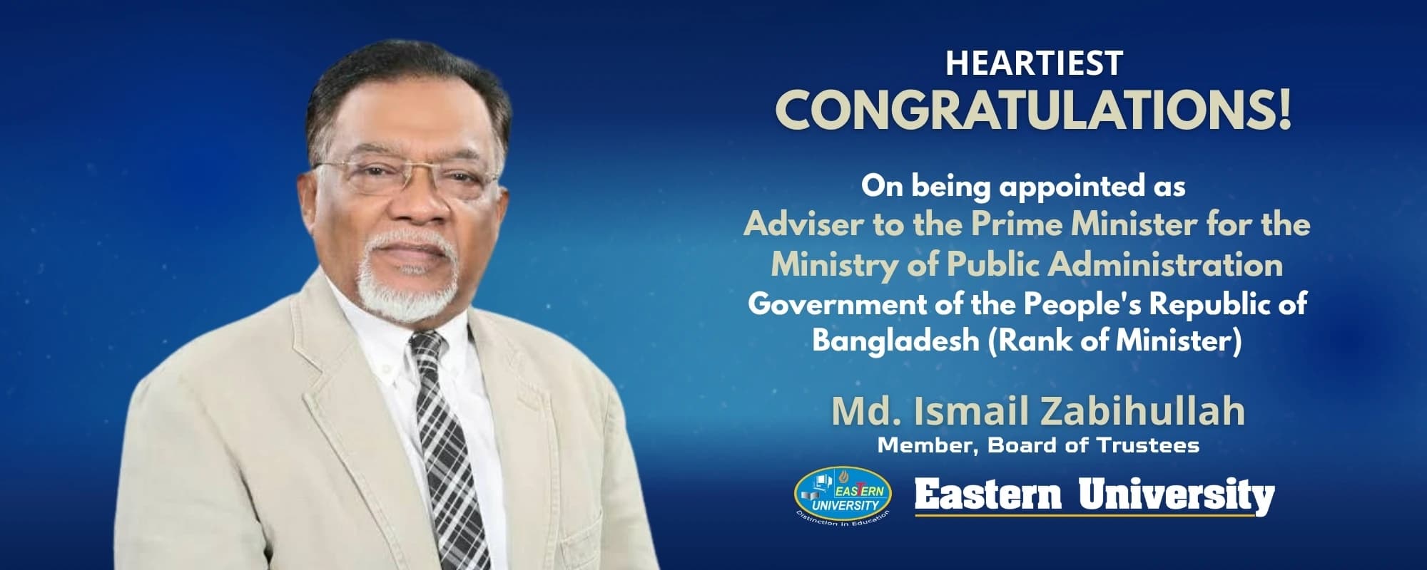 Slider of Md. Ismail Zabihullah, Member, BoT, EU522